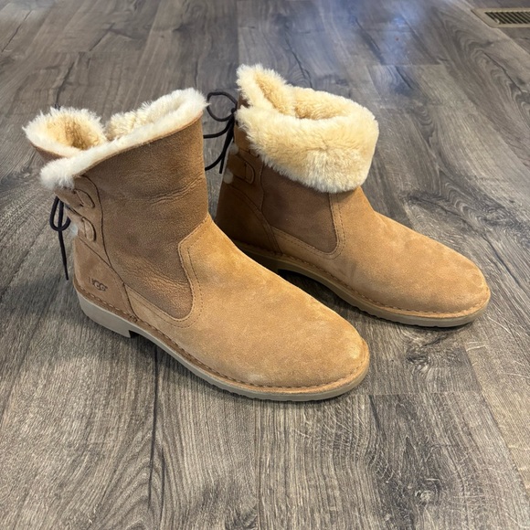 UGG Naiyah Women's Suede Wool Lined Winter Boots Chestnut Brown Size 9 - Picture 4 of 10